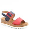 HEAVENLY FEET WOMENS WEDGE STRAP SANDAL - RED NAVY